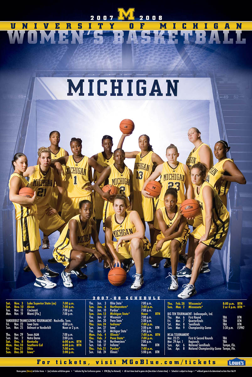 University of Michigan women's basketball schedule poster
